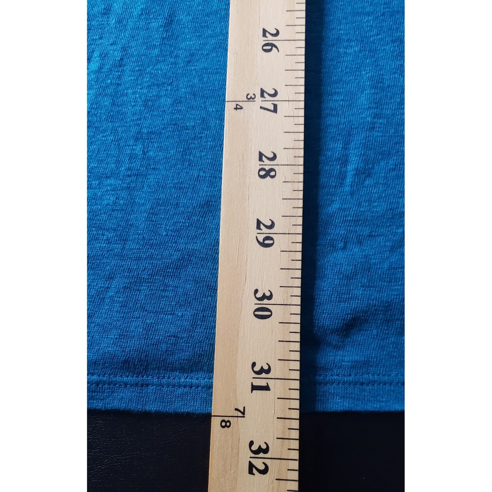 Eileen Fisher Tunic Tee Shirt XL 100% Organic Linen Slub Teal Blue Casual Summer - Picture 7 of 7